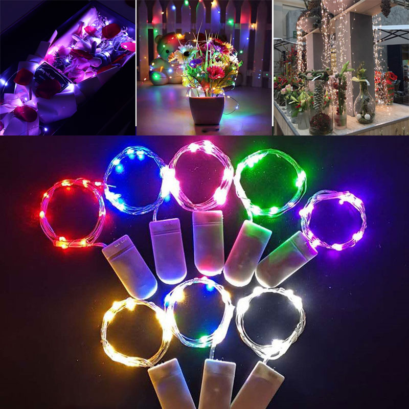 요정 조명 야외 정원 LED 구리 와이어 조명 문자열 CR2032 배터리 크리스마스 빛 홈 웨딩 파티 휴일 장식